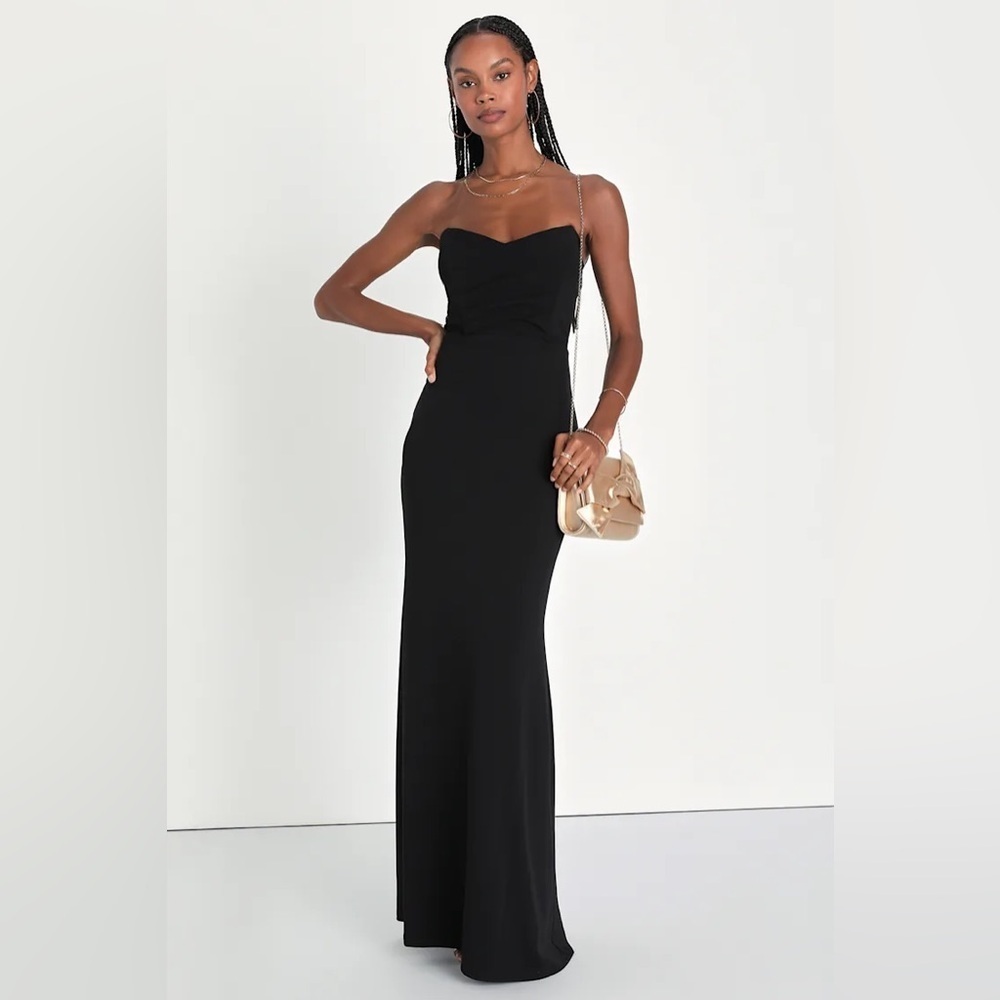 Lulus Iconic Arrival Black Strapless Bustier Mermaid
Maxi Dress